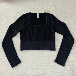 Aerie Seamless Cable Square Neck Long Sleeve Size Large NWT